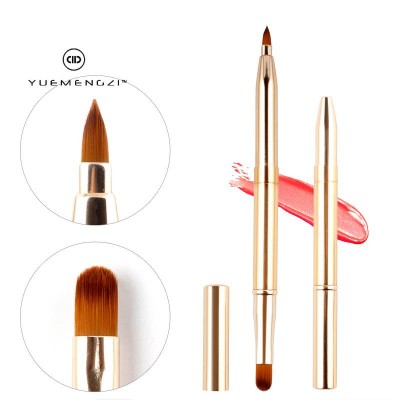 Wholesale Private Label Oem Custom On Sale Double Sided Retractable Lip Brush Travel Lipstick Gloss Makeup Brush